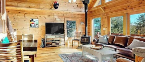 TV, peis, DVD-spiller og stereoanlegg