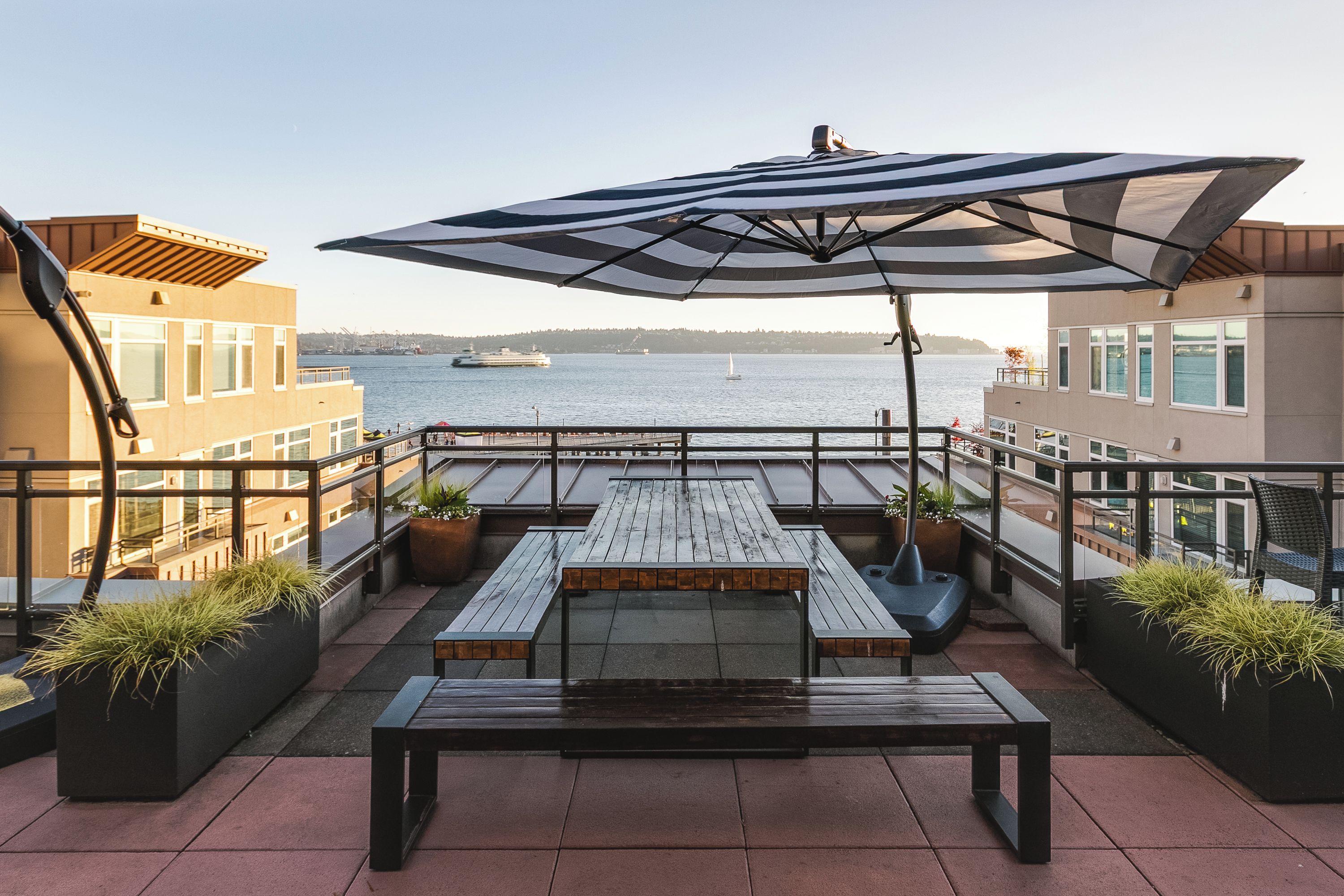 rooftop deck dining area