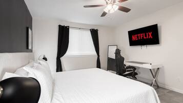 Desk, iron/ironing board, WiFi, bed sheets