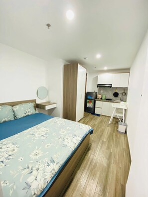 Studio Klasik, 1 Tempat Tidur Twin Besar, dapur, pemandangan gunung