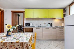 Frigorífico, microondas, placa de cocina y lavavajillas