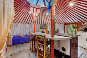 Dining - Wellness Mongolian Yurt with Nordic Bath, All Comforts (Quimper)