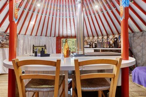 Dining - Wellness Mongolian Yurt with Nordic Bath, All Comforts (Quimper)