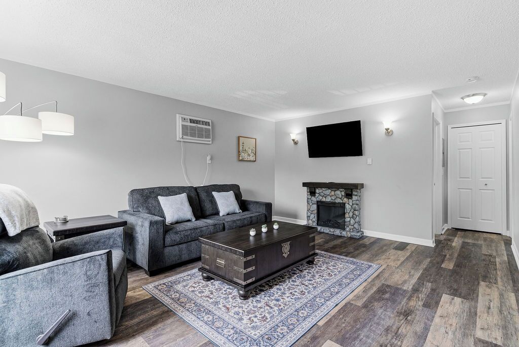 Get cozy by the electric fireplace! 