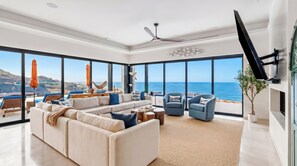 Smart TV, fireplace - Stunning 5BR Oceanview Villa - Private Pool Haven w/ Golf Cart (Cabo San Lucas)