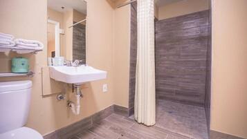 Towels, soap, shampoo, toilet paper
