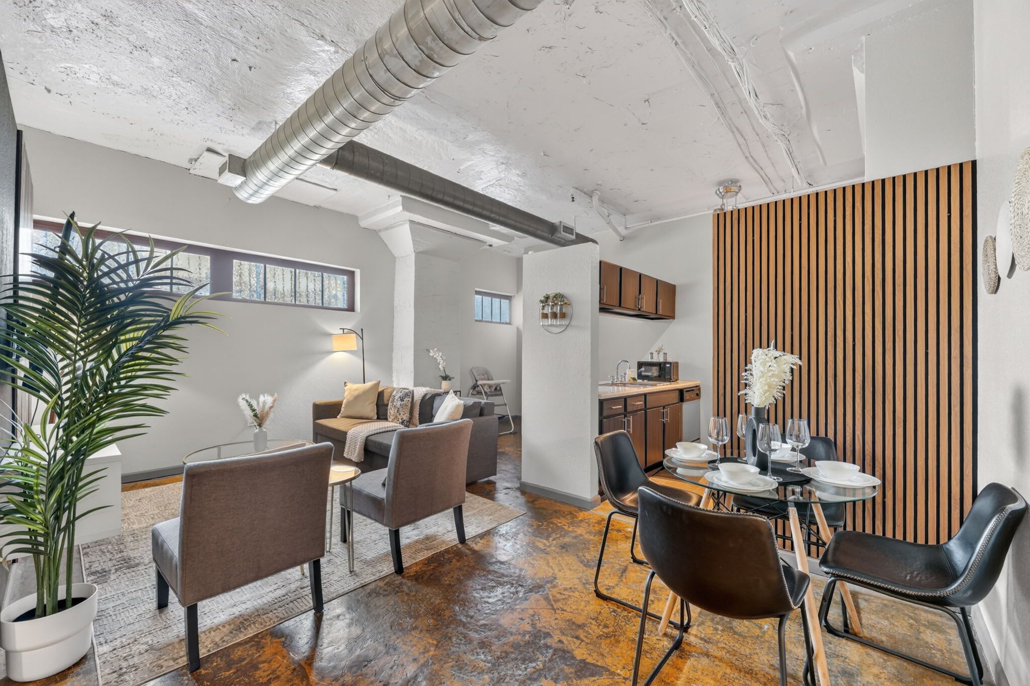 Dining. Modern River Market Loft Sleeps 6 Parking WiFi
