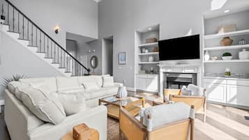TV, fireplace, table football, offices