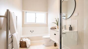 Hair dryer, soap, toilet paper