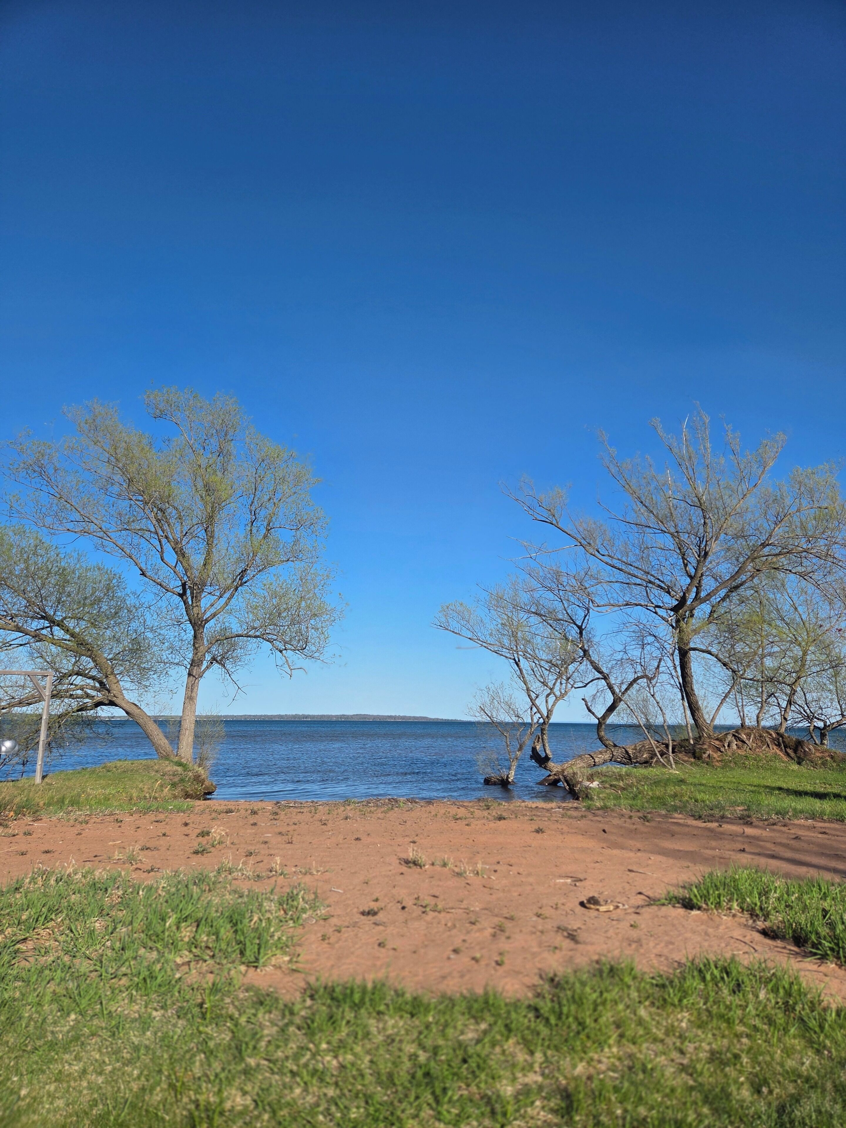 view of the beach and Lake Superior from the cabin 