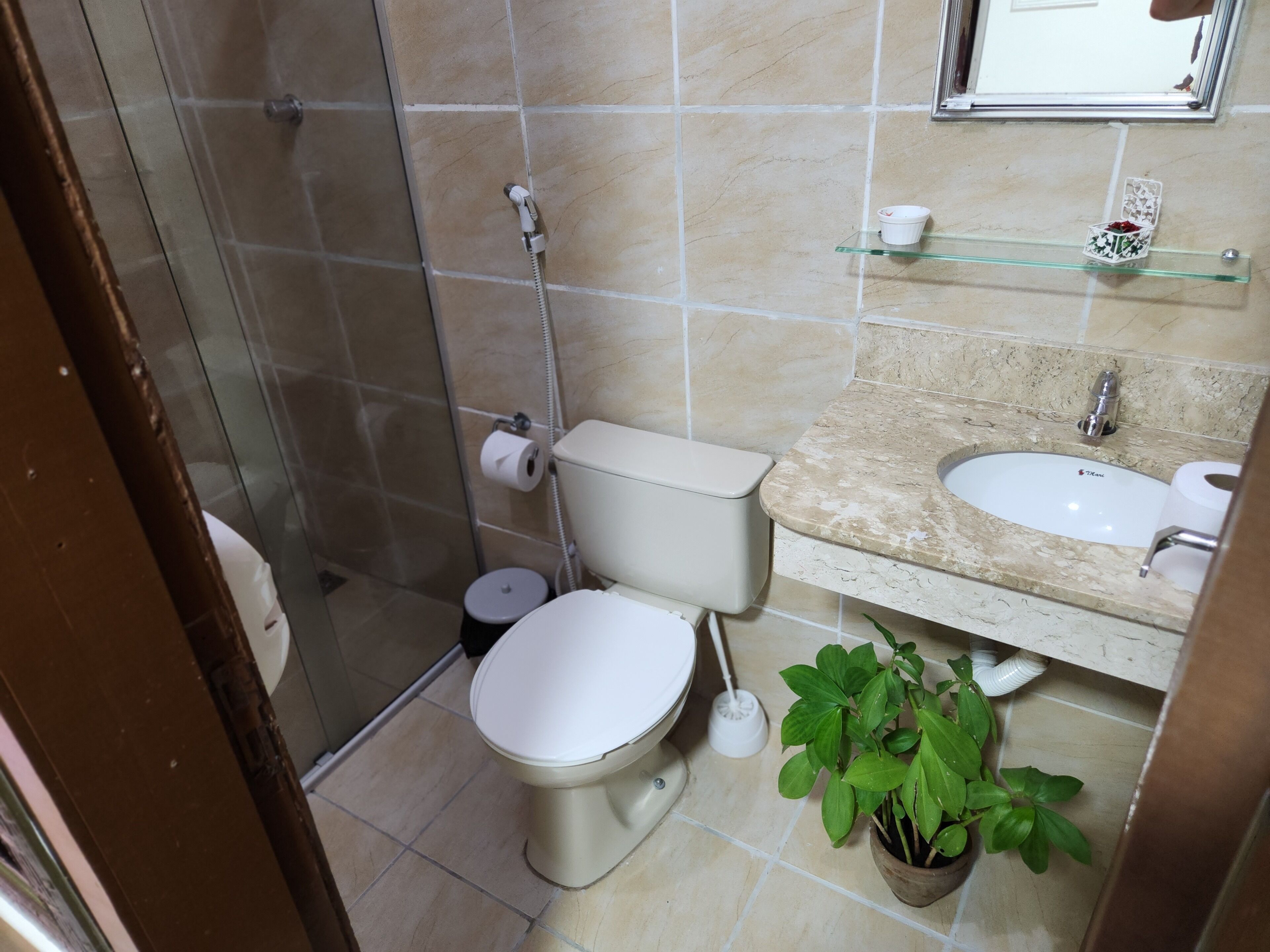 Bathroom | Hair dryer, towels, soap, toilet paper