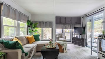 TV, fireplace