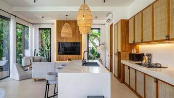 Luxury Villa, 2 Bedrooms, Private Pool | Private kitchen | Coffee/tea maker, toaster, blender, mixer