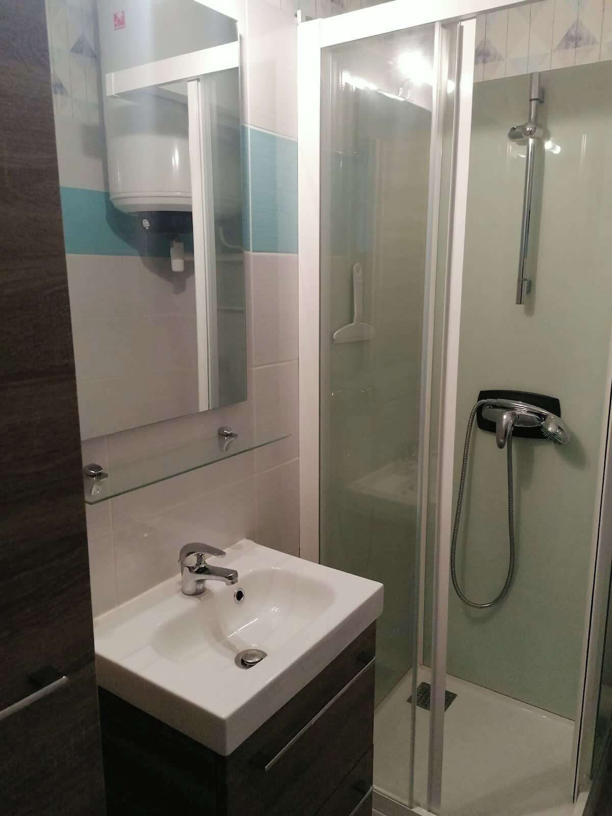 Shower, hair dryer