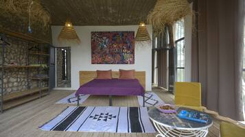 Classic Quadruple Room, Balcony, Garden View | Desk, laptop workspace, blackout drapes, iron/ironing board