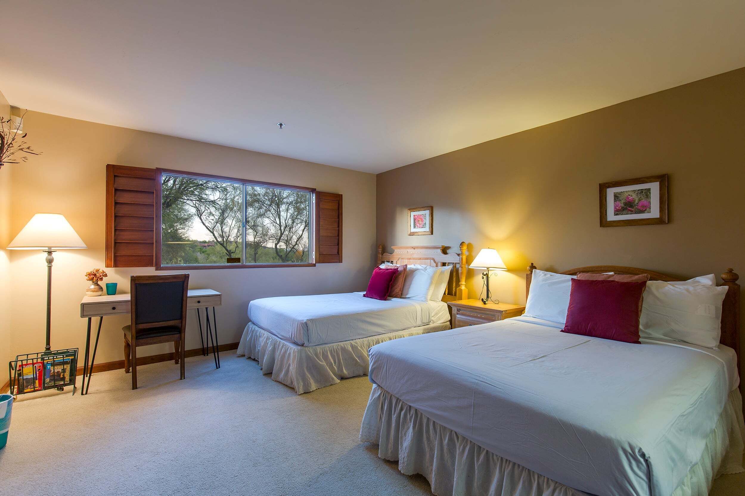 Desk, free WiFi, bed sheets