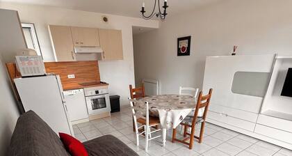 39 m² single-storey apartment with small terrace and detached garage