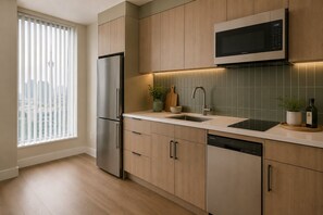 Superior-Zimmer | Eigene Küche | Kühlschrank, Mikrowelle, Ofen, Herdplatte