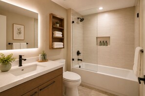 Superior-Zimmer | Badezimmer | Kostenlose Toilettenartikel, Haartrockner, Handtücher, Seife
