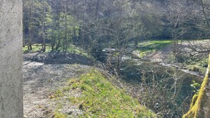 A natural landscape with a river, trees, and a rocky terrain. - Landsitz Kammerburg - Landhaus mit Kegelbahn (Lorch)