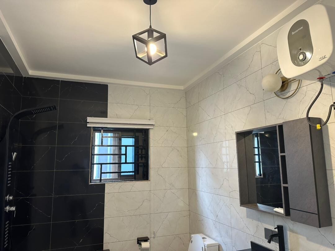 Shower, towels, toilet paper