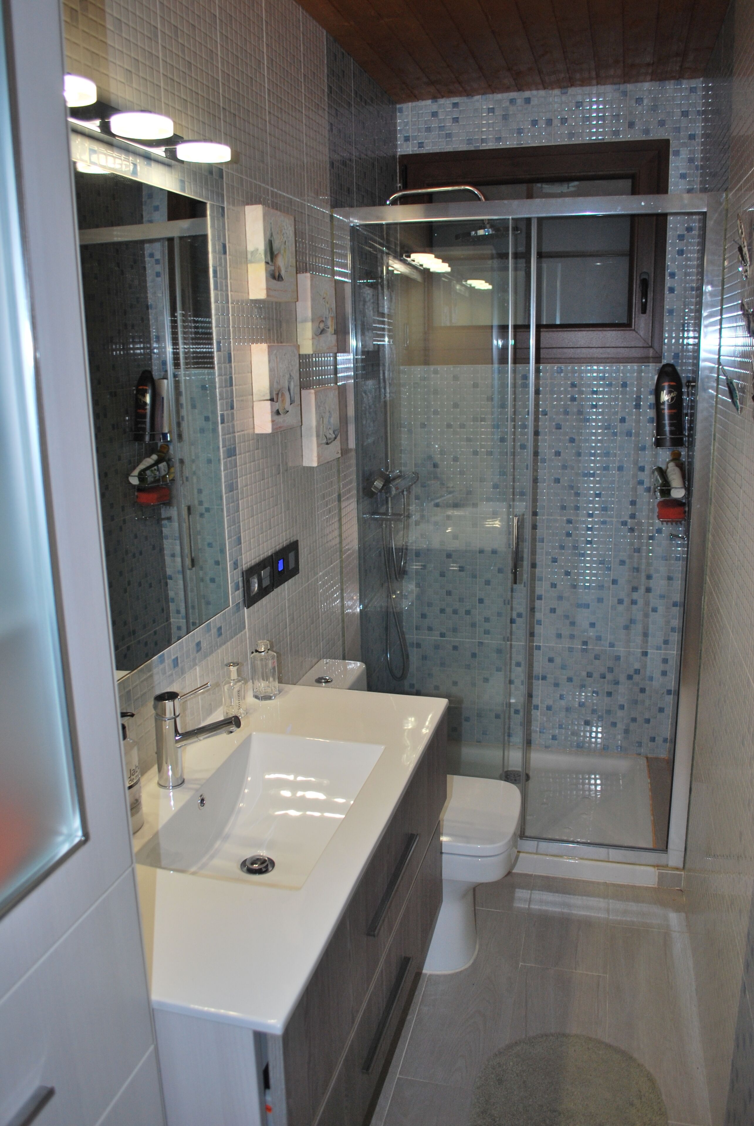 Douche, sèche-cheveux, serviettes fournies, papier toilette