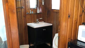 Sèche-cheveux, serviettes fournies, savon, papier toilette