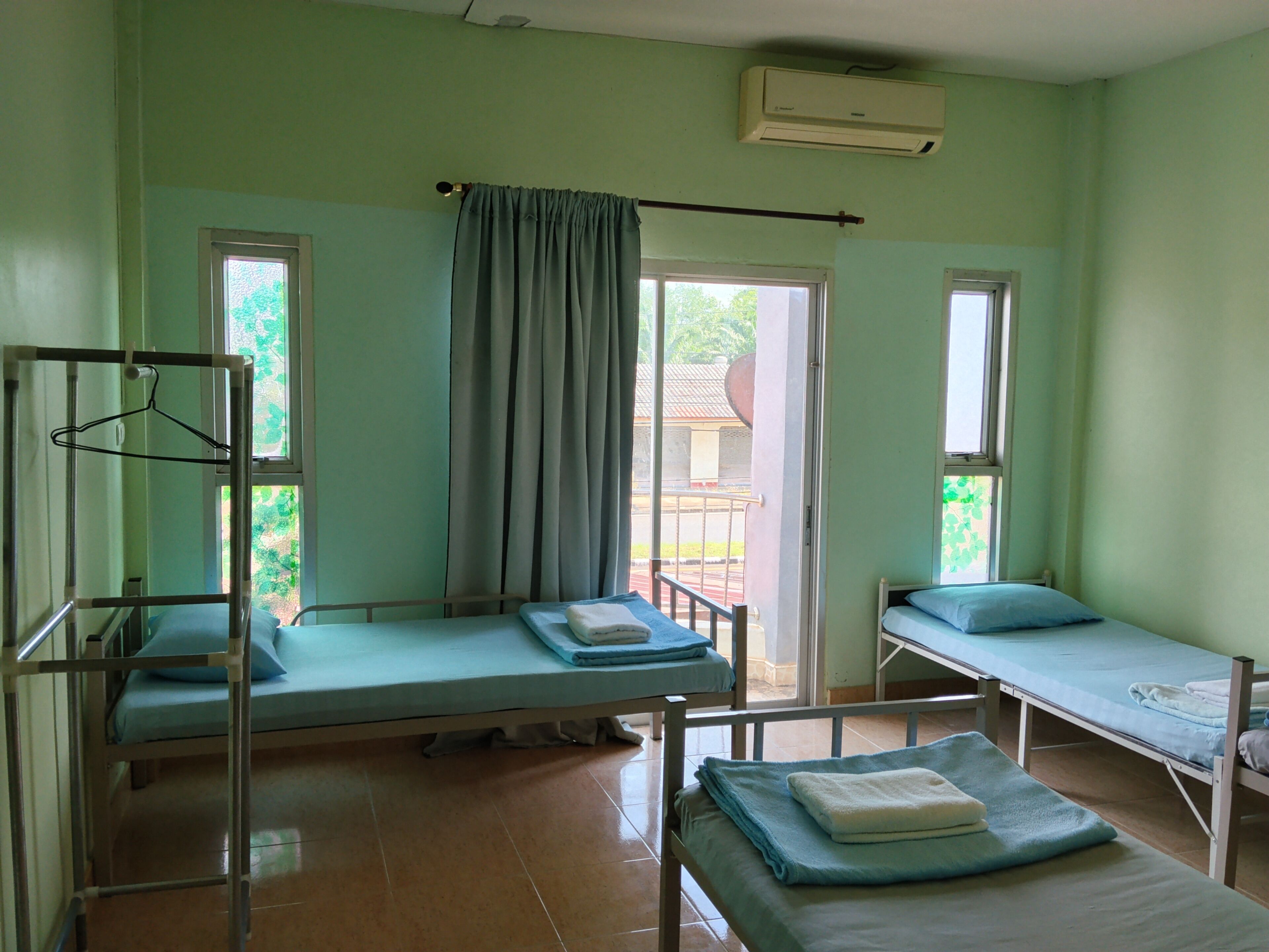 Blackout curtains, iron/ironing board