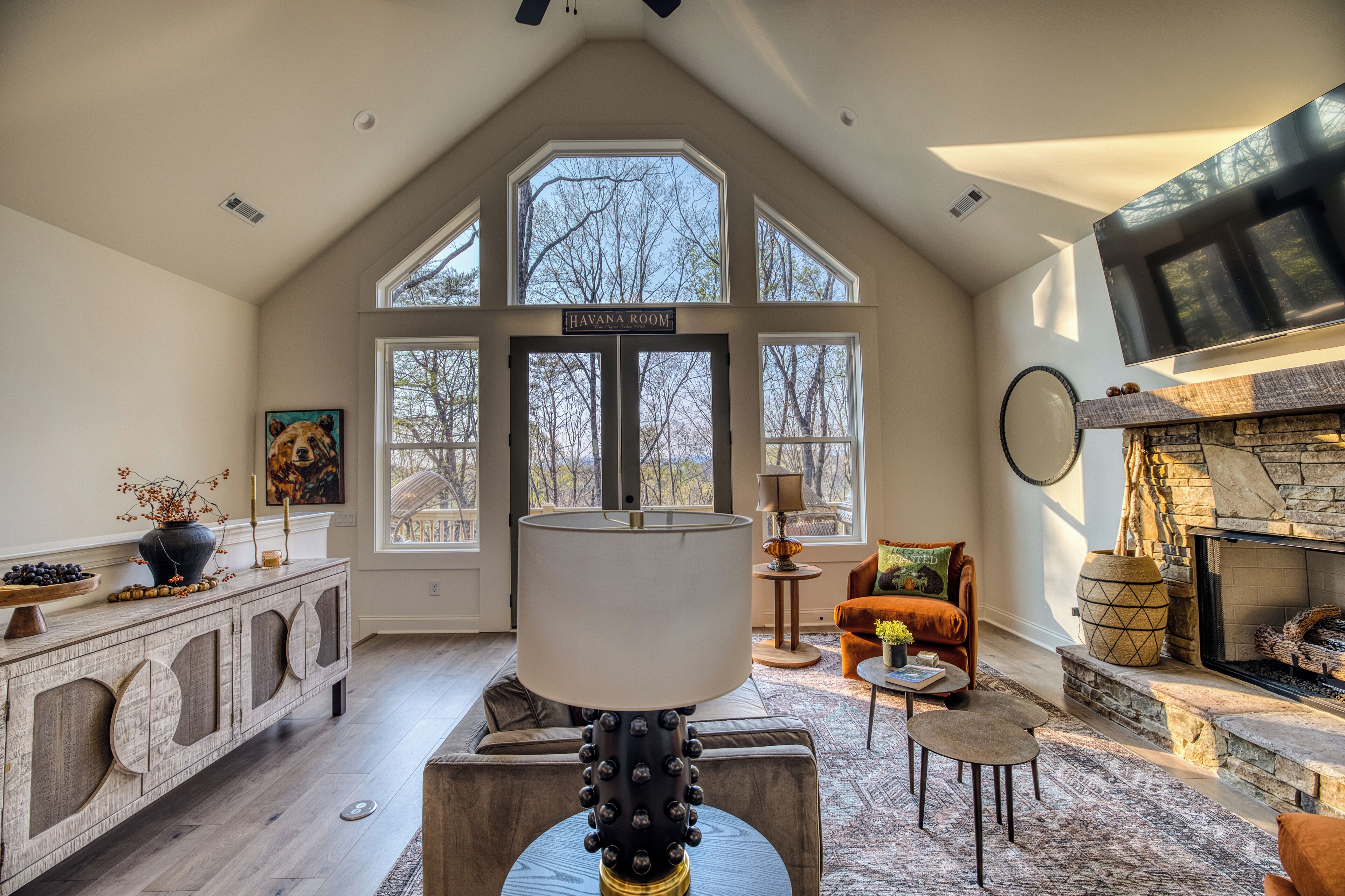 Smart TV, fireplace, video games
