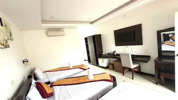 In-room safe, desk, laptop workspace, soundproofing
