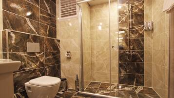 Hair dryer, towels, toilet paper