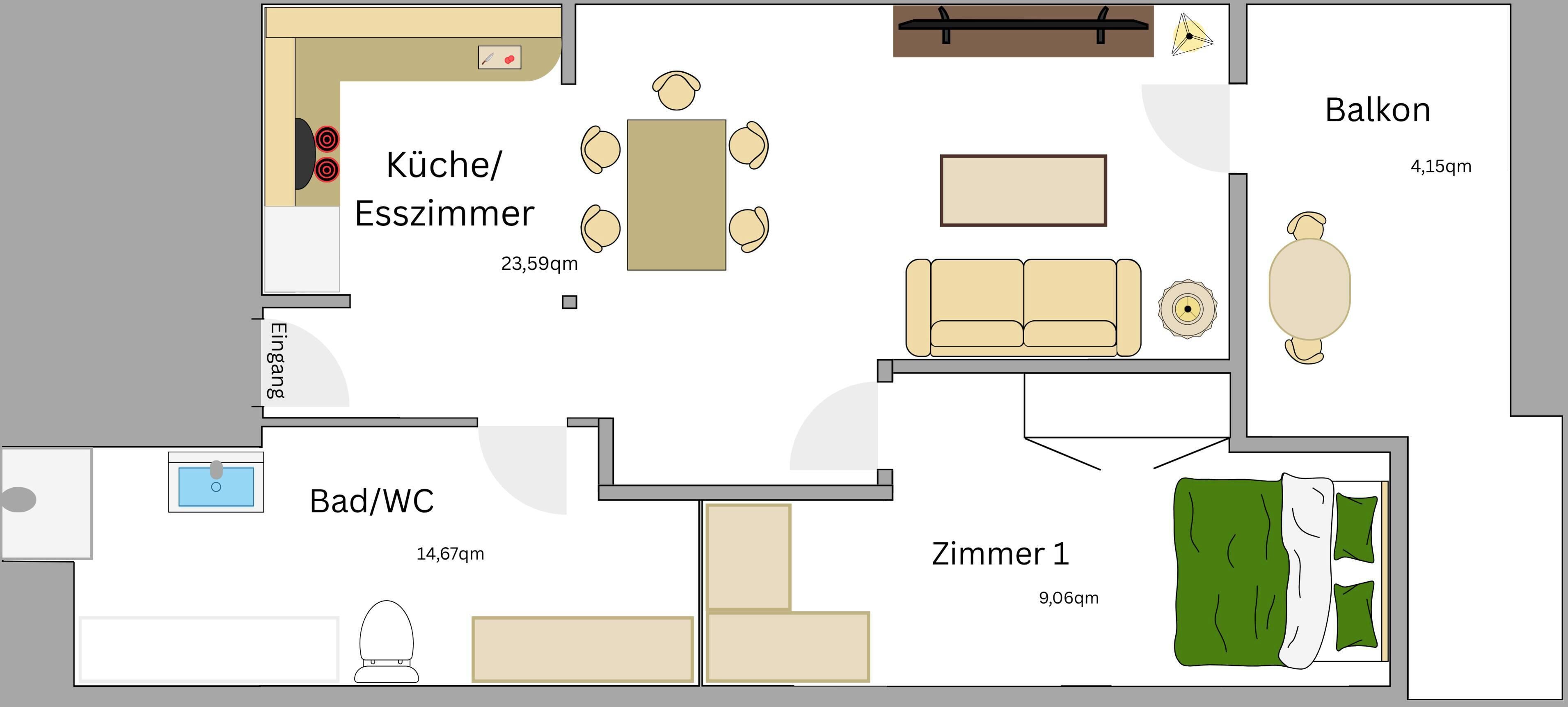 Un hôtel proposant des chambres avec cuisine/coin repas, salle de bain, balcon et deux chambres.