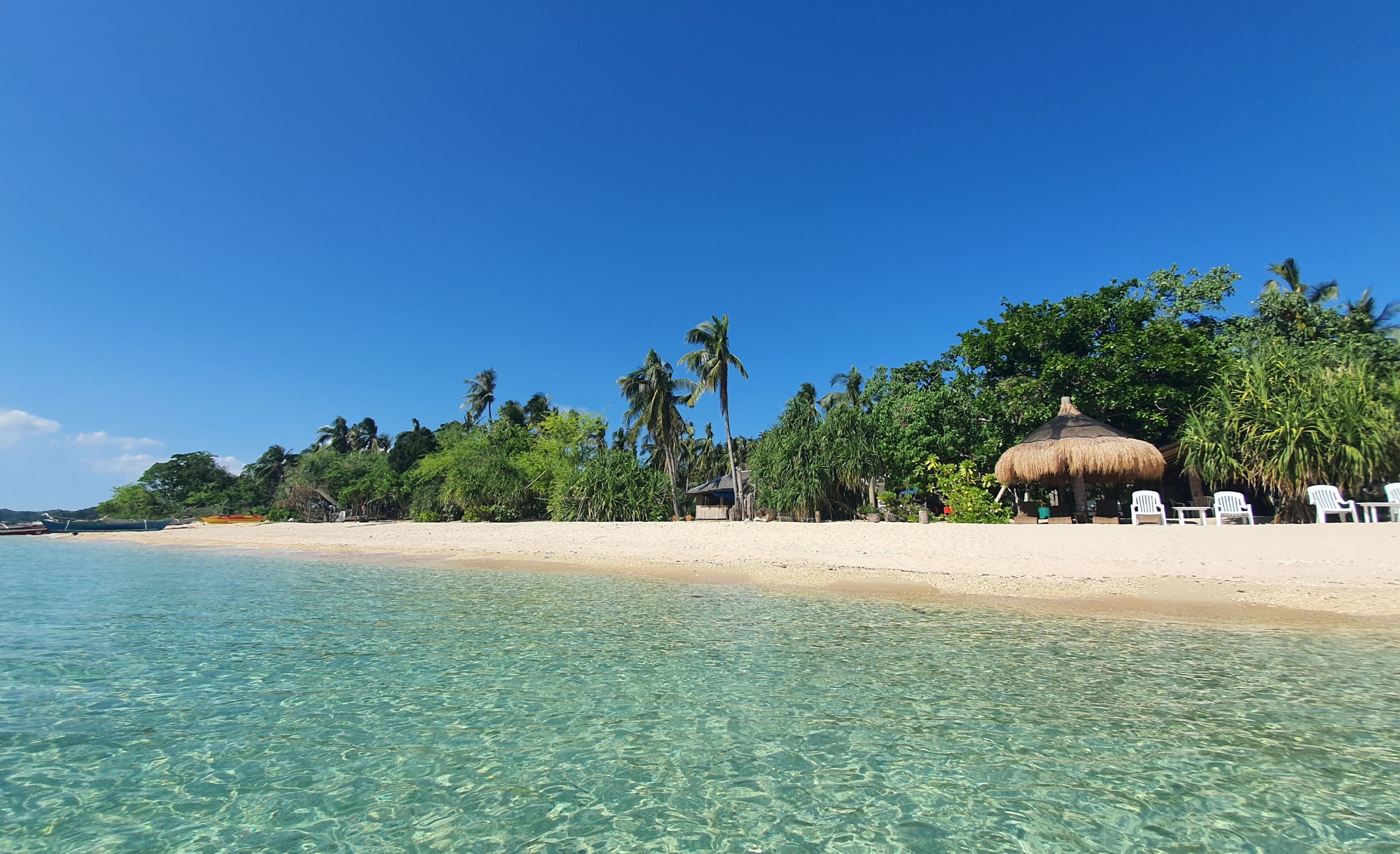 On the beach, white sand