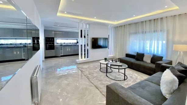 Penthouse Deluxe, quang cảnh vườn | Khu phòng khách