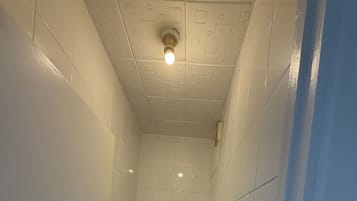 Combined shower/bathtub, deep-soaking bathtub, hair dryer, towels