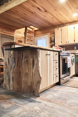 Private kitchen - Cozy 1-Bedroom + Upstairs Loft Cabin in Superb TN + AC & Strong WIFI (Chestnut Mound)