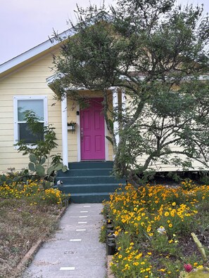 Exterior detail - House for Waves in Galveston: 2 bedroom, 2 bath ensuite, fenced yard for dog (Galveston)