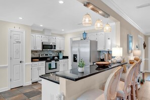 Fridge, microwave, oven, stovetop - Fairhope Coastal Cottage I Pool, Game Room & Coastal Charm (Fairhope)