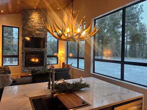Interior - Mountain modern cabin on 9 acres of forest with lake views & close to town. (Lakeside)