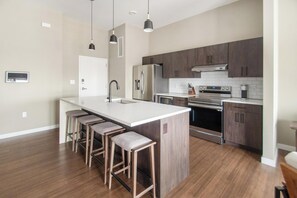 Fridge, dining table