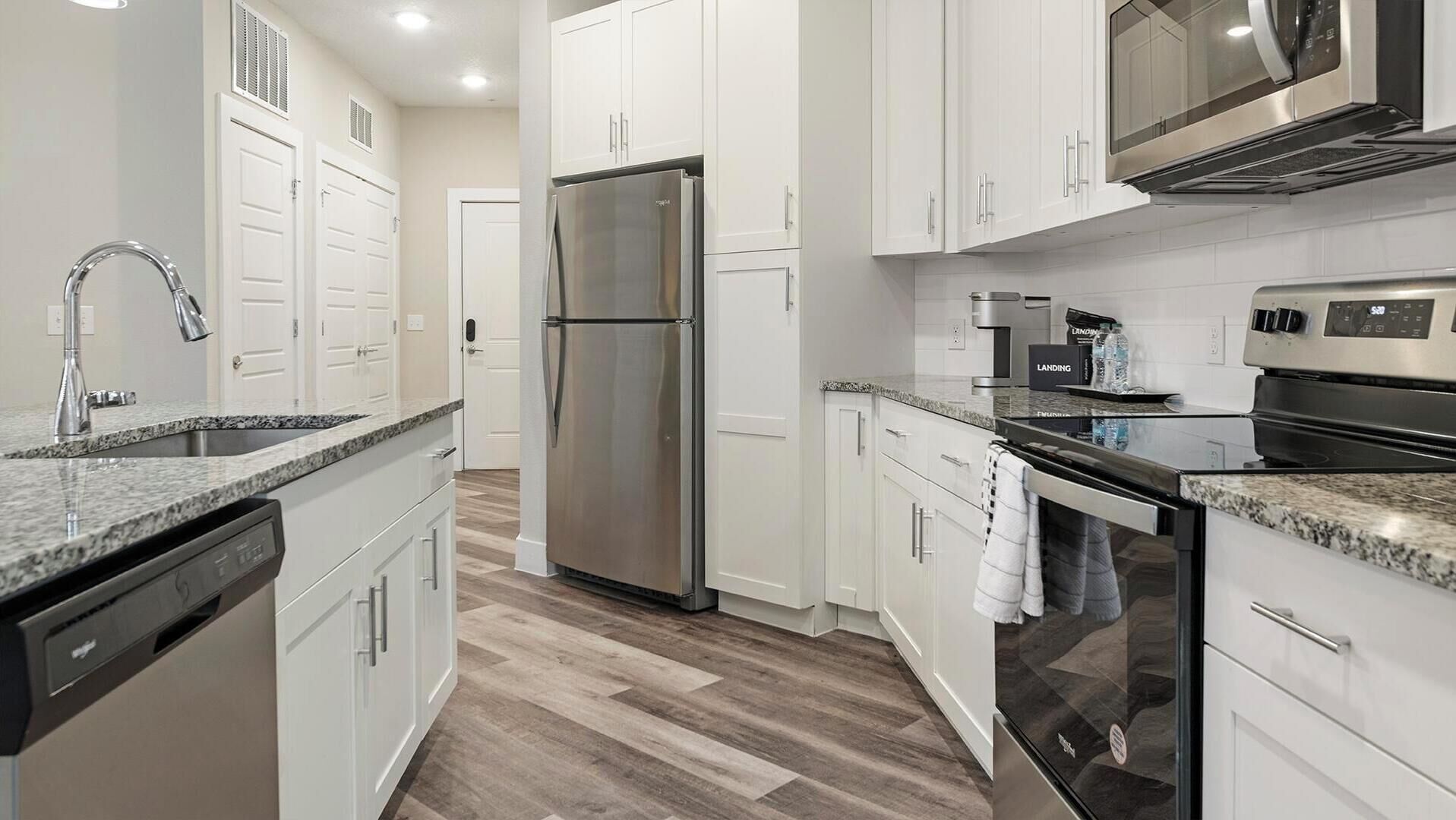 Fridge, dining table