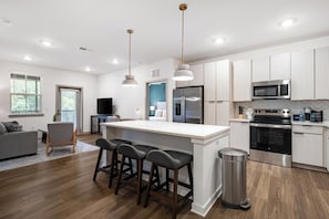 Fridge, dining tables