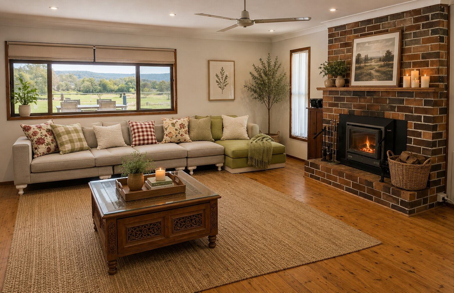 Smart TV, fireplace