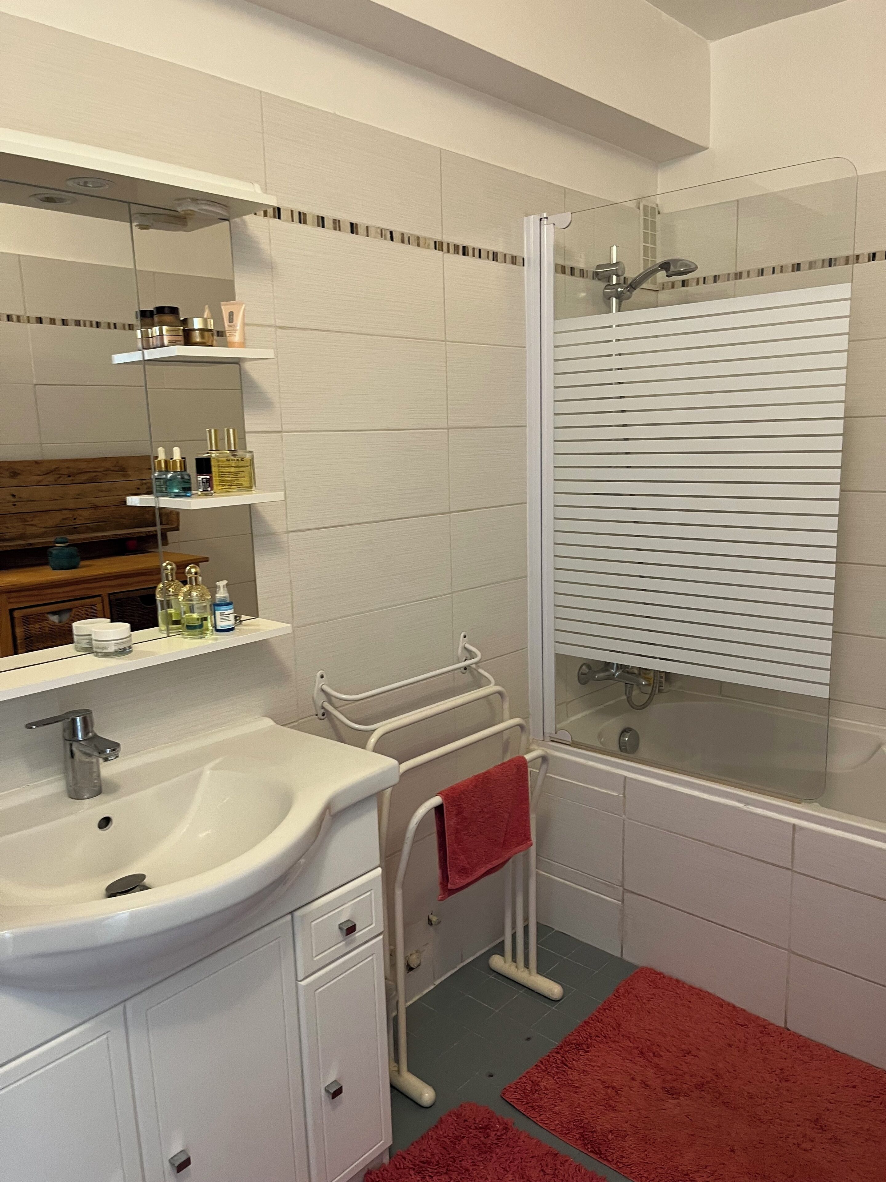 Hair dryer, towels, toilet paper