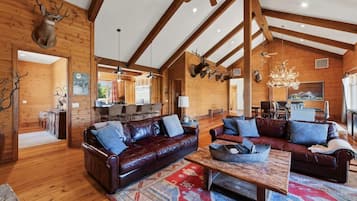 TV, fireplace, table tennis, books