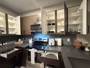 Private kitchen - Luxury 1BR Retreat Near FIFA HQ, Universal Kids Resort, The Star,& Legacy West (Frisco)
