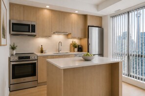 Superior-Zimmer | Eigene Küche | Kühlschrank, Mikrowelle, Ofen, Herdplatte