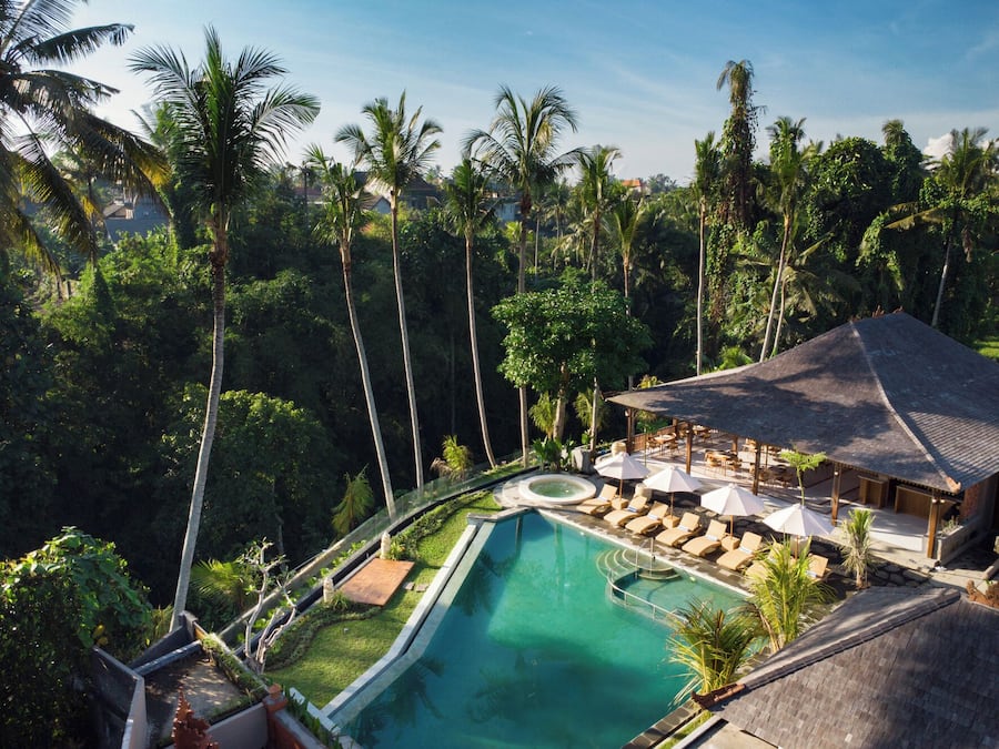 Outdoor pool, pool loungers