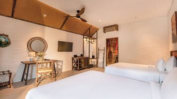 Chambre Deluxe avec lits jumeaux, vue jardin | Bureau, fer et planche à repasser, Wi-Fi gratuit