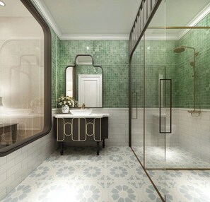 Combined shower/bathtub, free toiletries, hair dryer, towels - The Aura Suite (Phuong Ben Thanh)